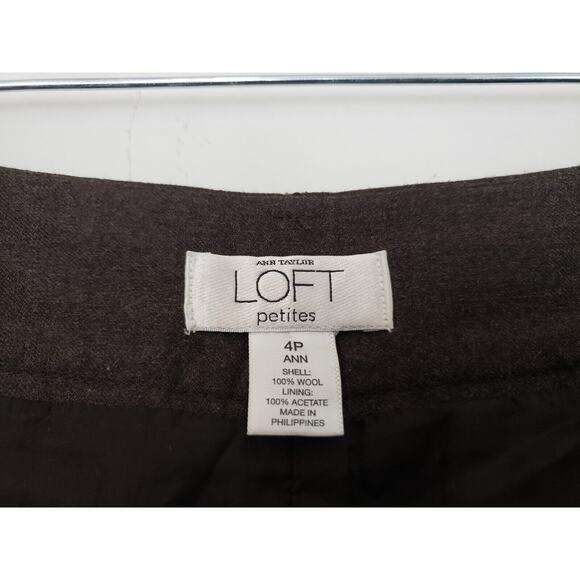 (J5) Ann Taylor Loft Ann Women's Petites Capri Pants Size 4P Wide Leg Browm Wool - Picture 7 of 7